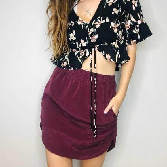 NWT Madewell maroon pocket mini skirt - Picture 3 of 8